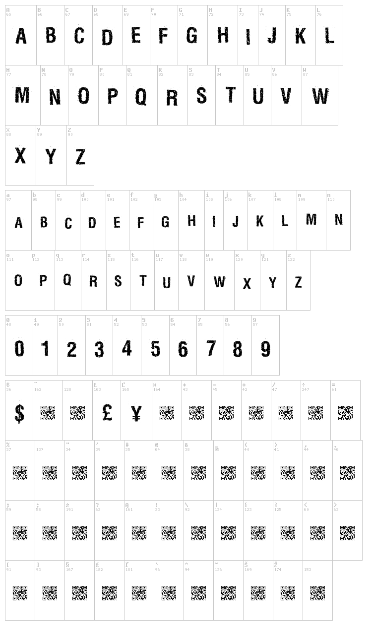 Marble Wasteland font map