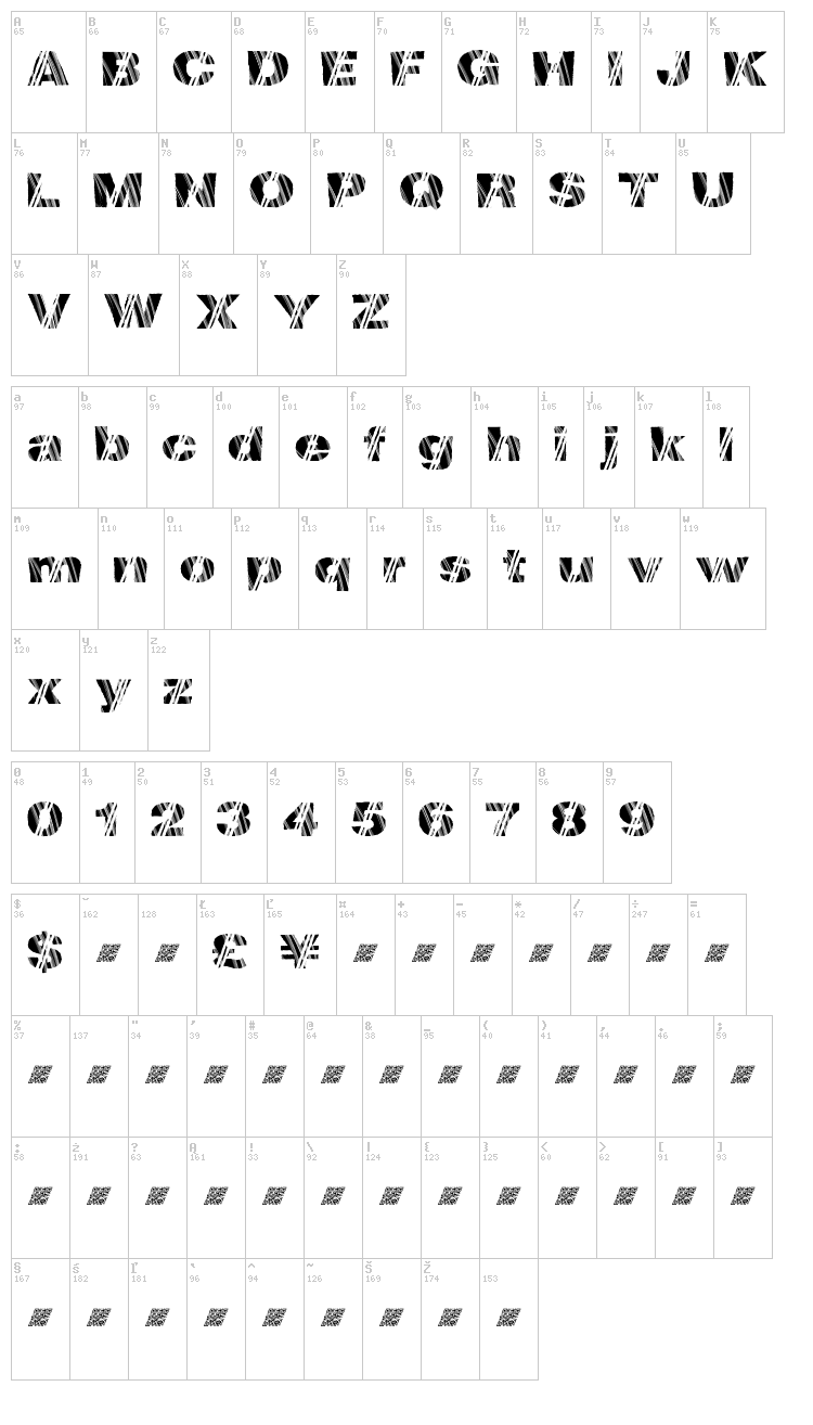 Mind Storm font map