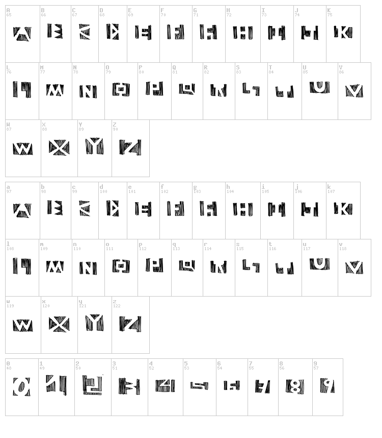 Negative font map