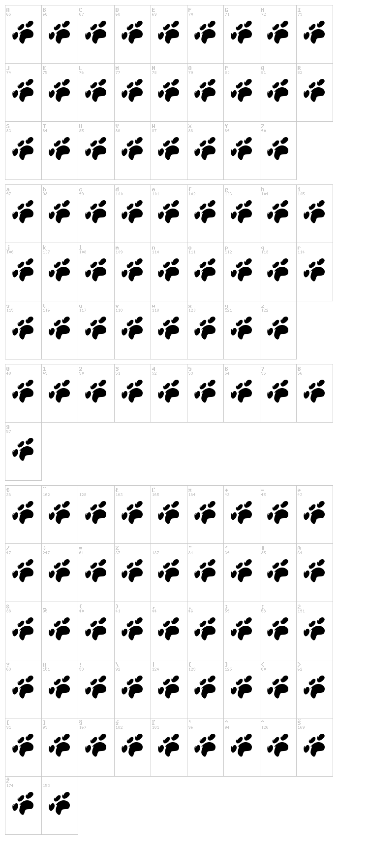 Peitinhu font map
