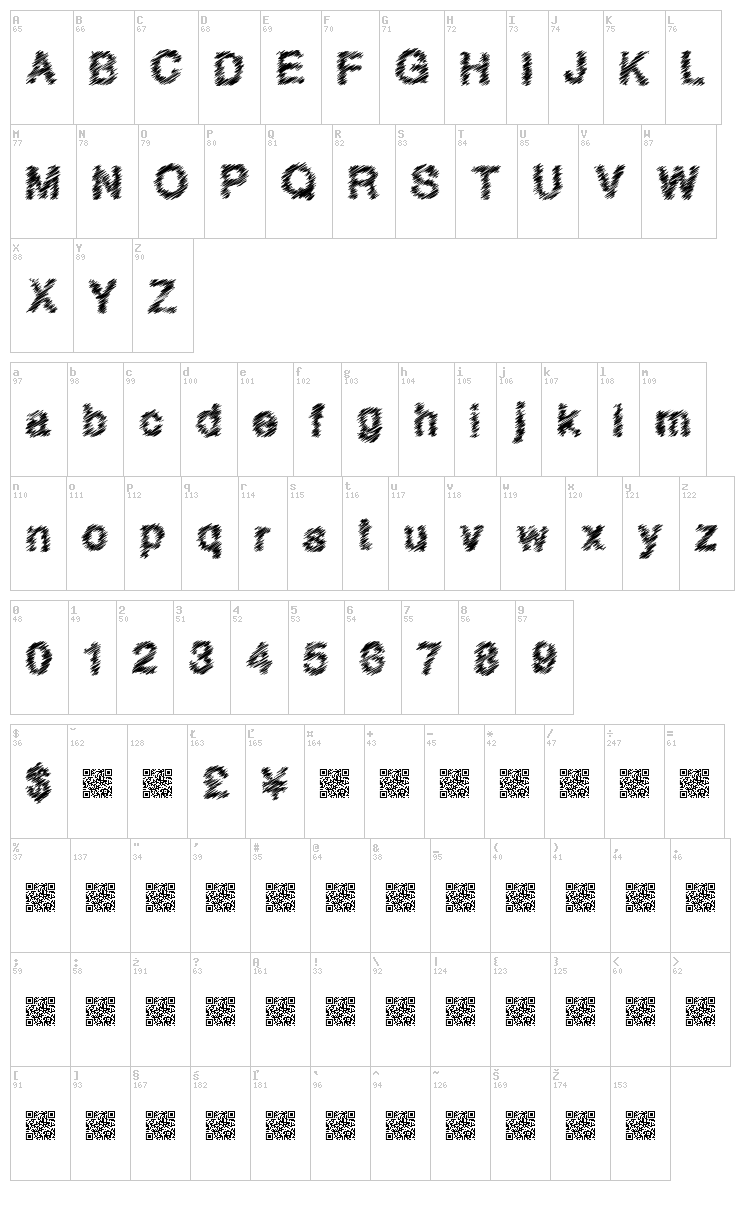 Quick Scratch font map