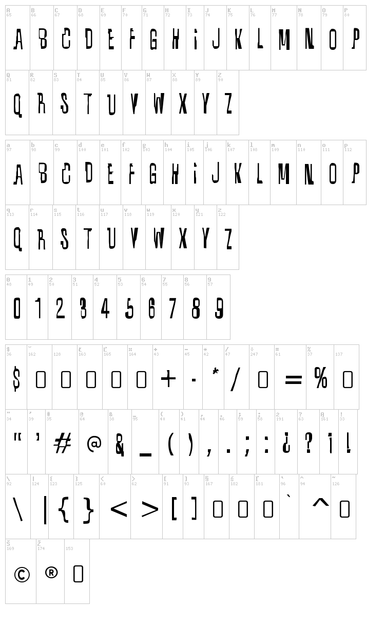Quixotic font map
