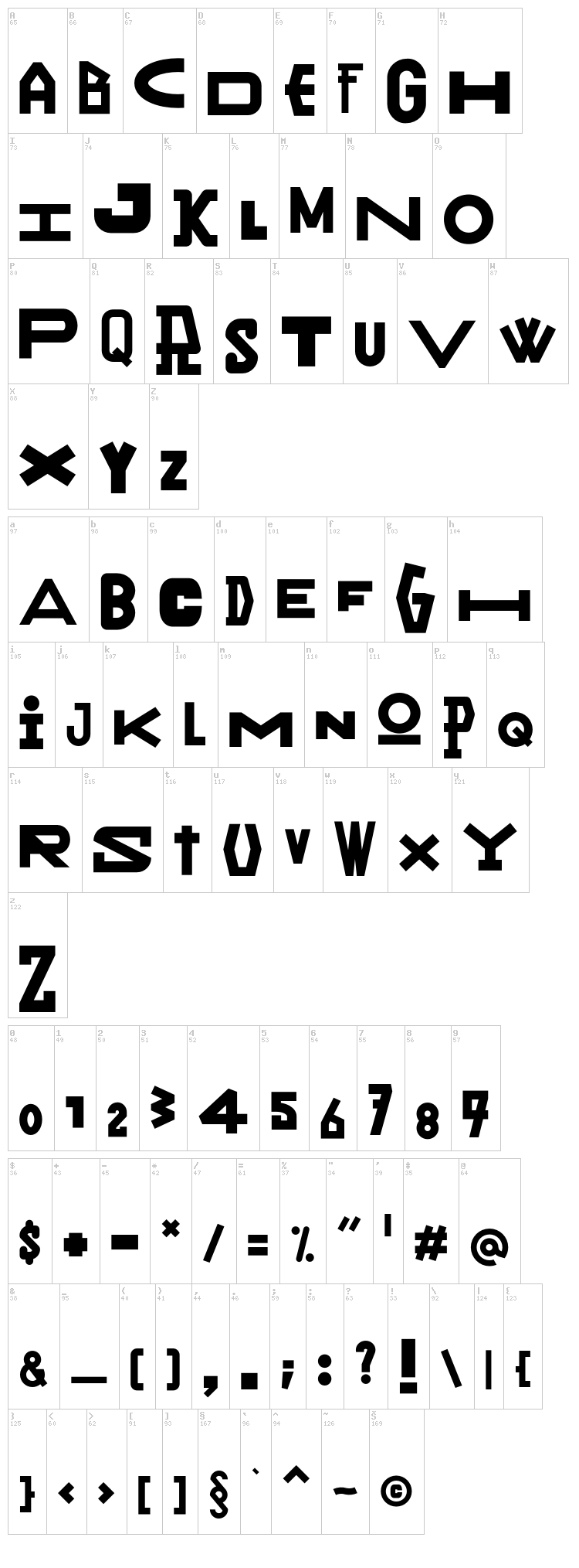 Rany Julek font map