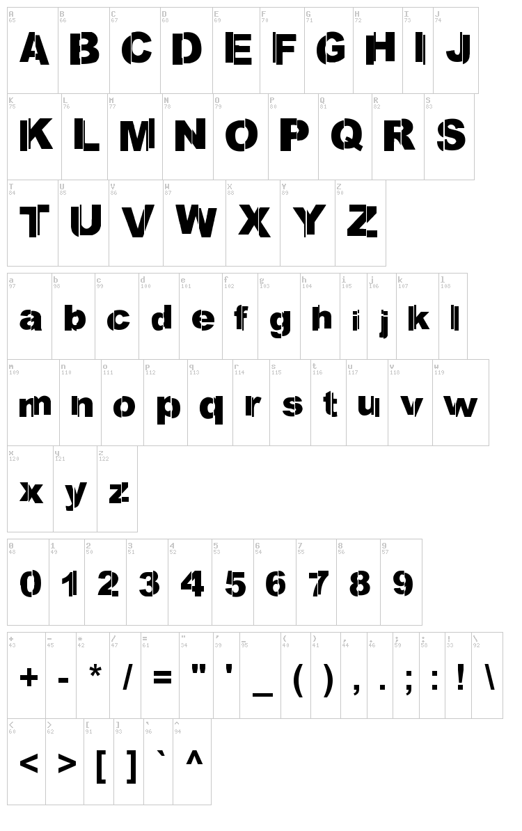 Reclaim the Streets font map