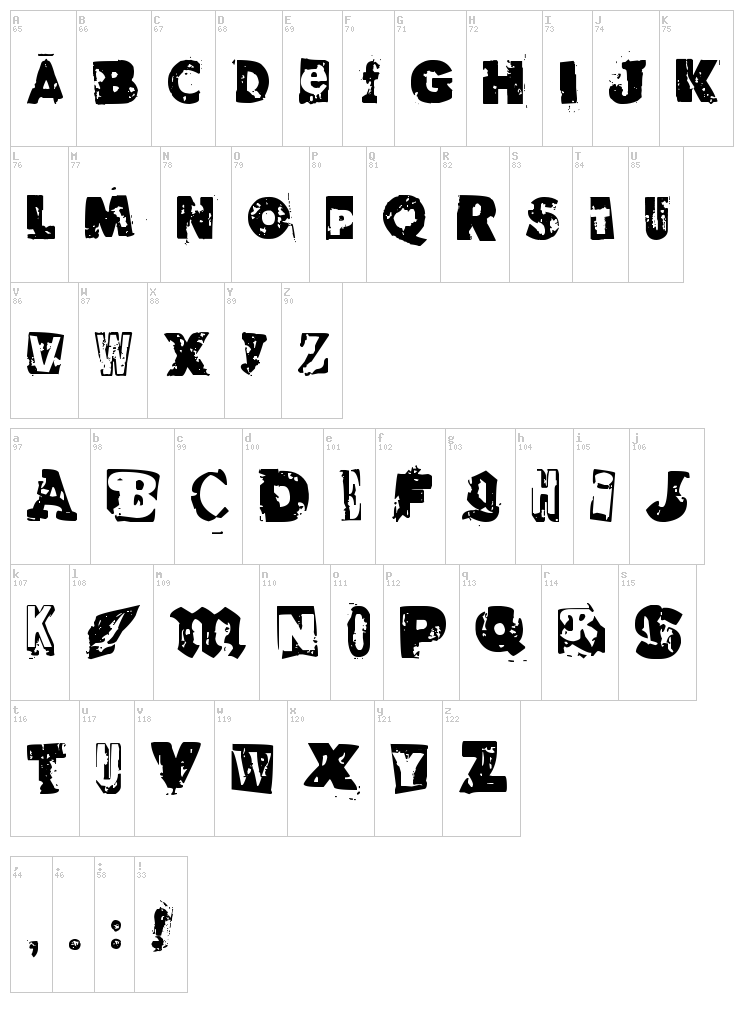 RvD Glued font map