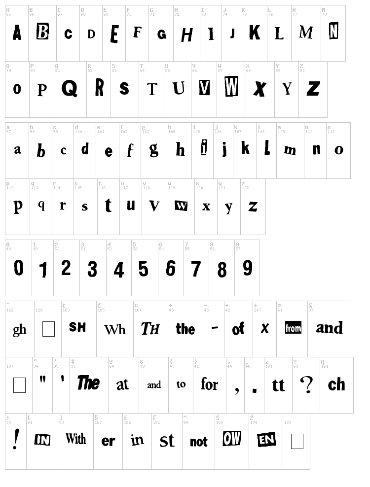Shoplifter font map