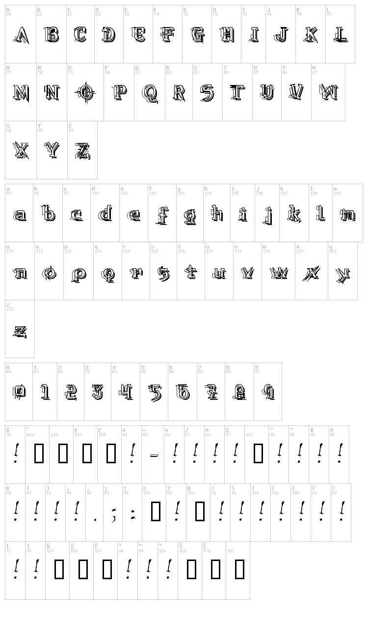 Skylab font map