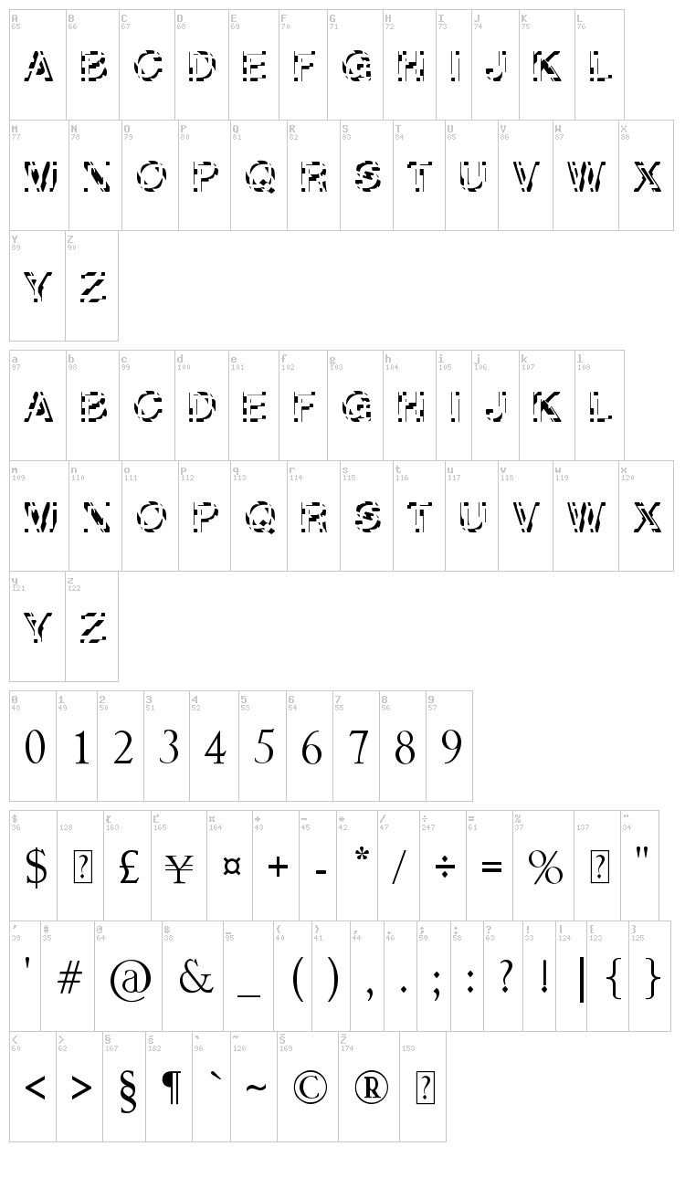 Sliced Tech font map