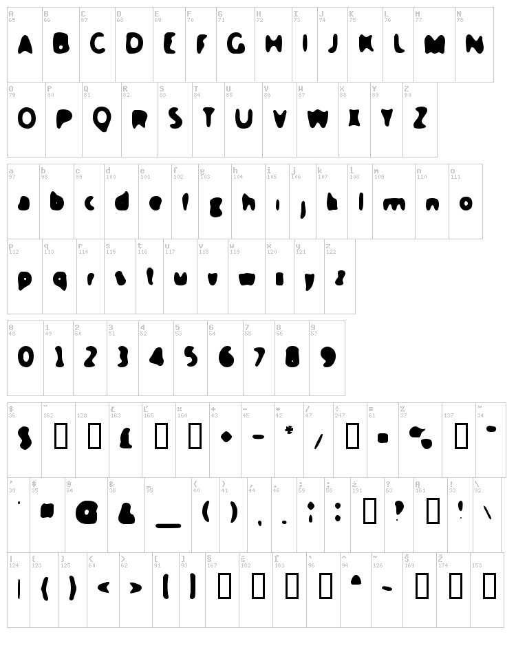 Slushfaux font map