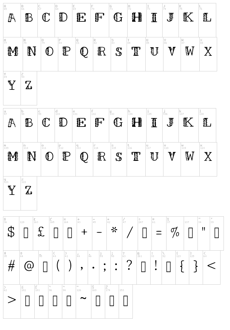 Smudges WZ font map