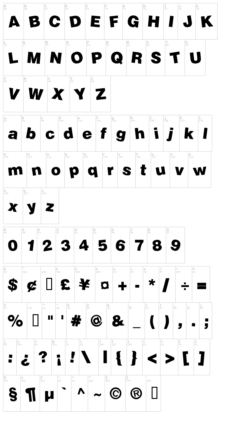Soopafresh font map