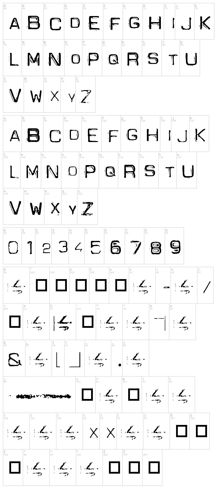 Spacesuit font map