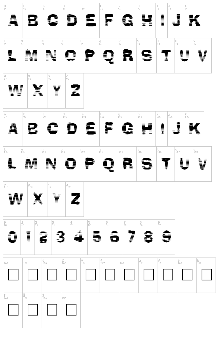 Stackz font map