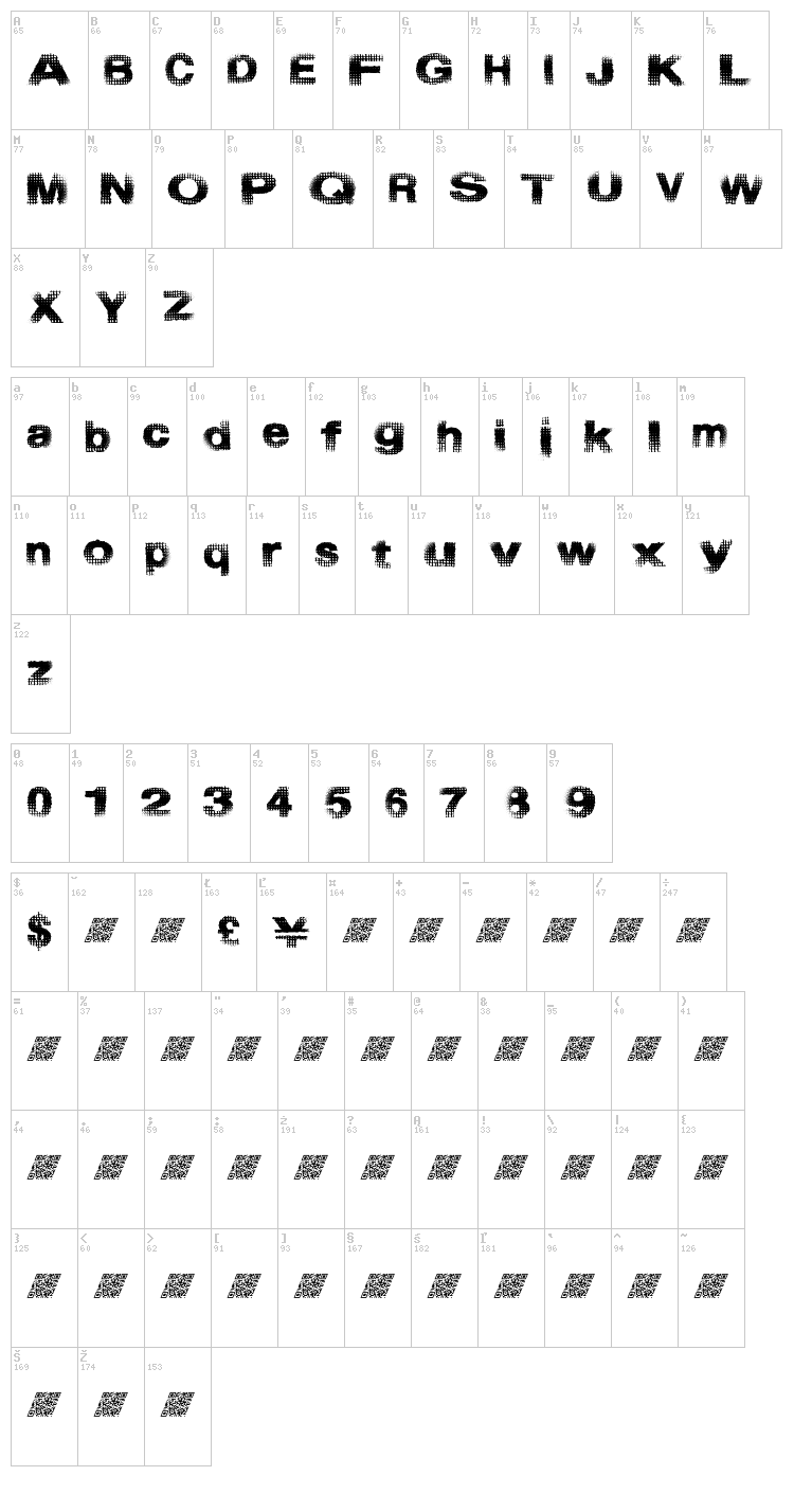Start Menu font map