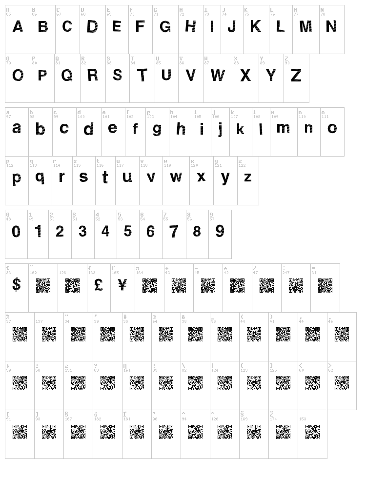 Stripe Disco font map