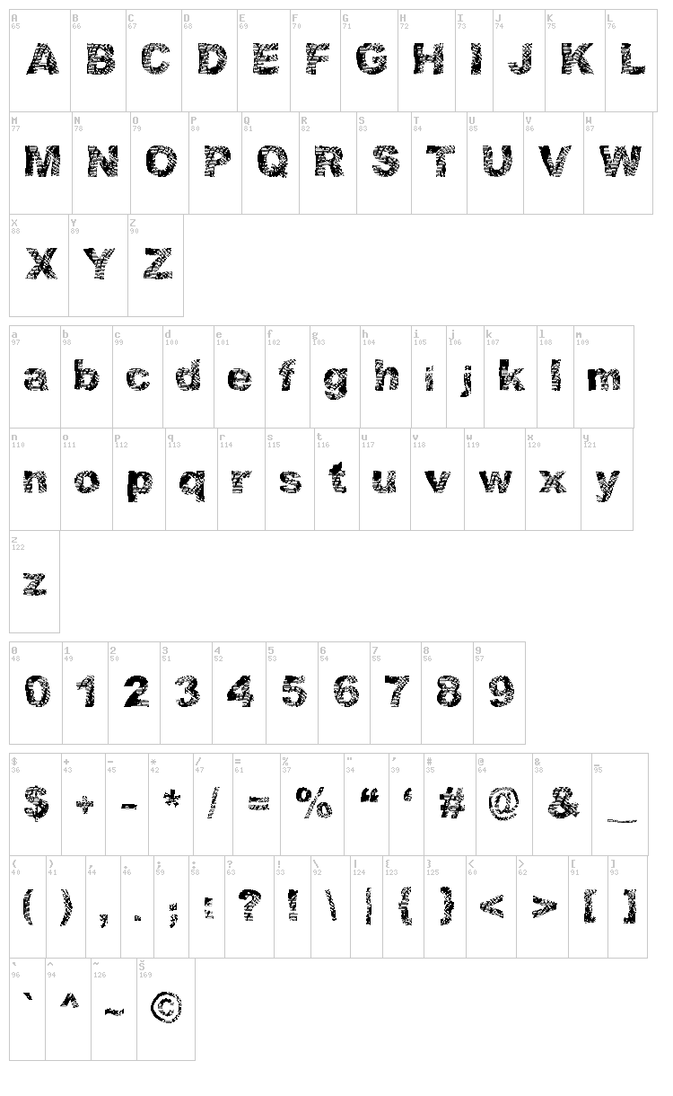 Strippin'dirty font map