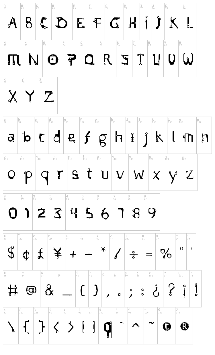 Subamera font map