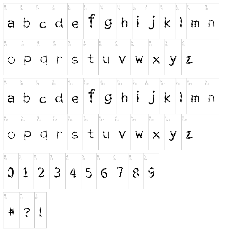 Sword Fighting font map
