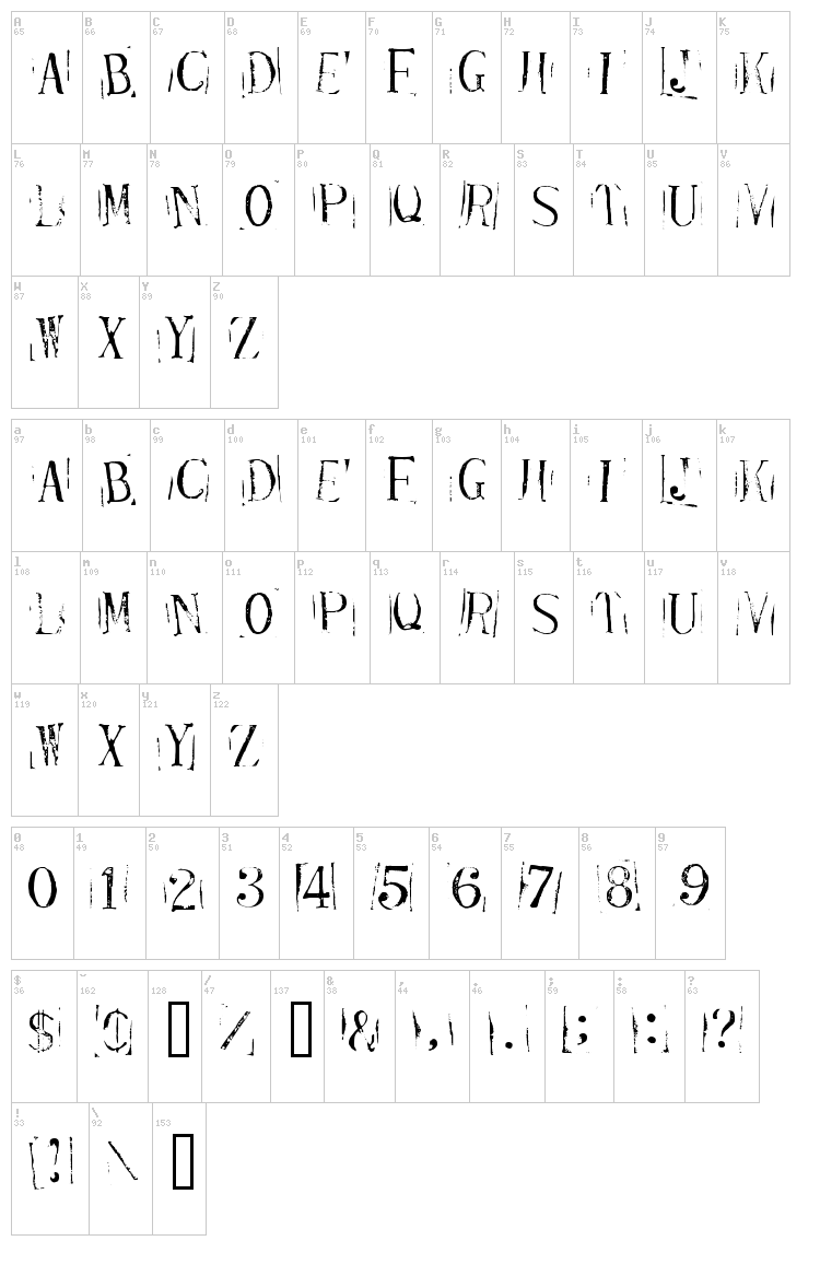 Ticket Capitals font map