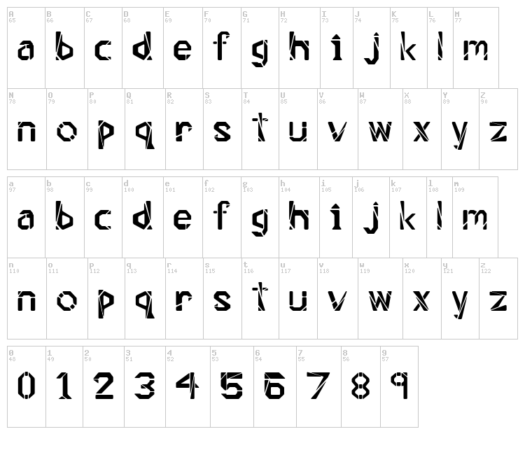Timeless Blocks font map