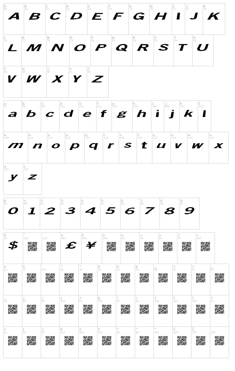 Total Shock font map