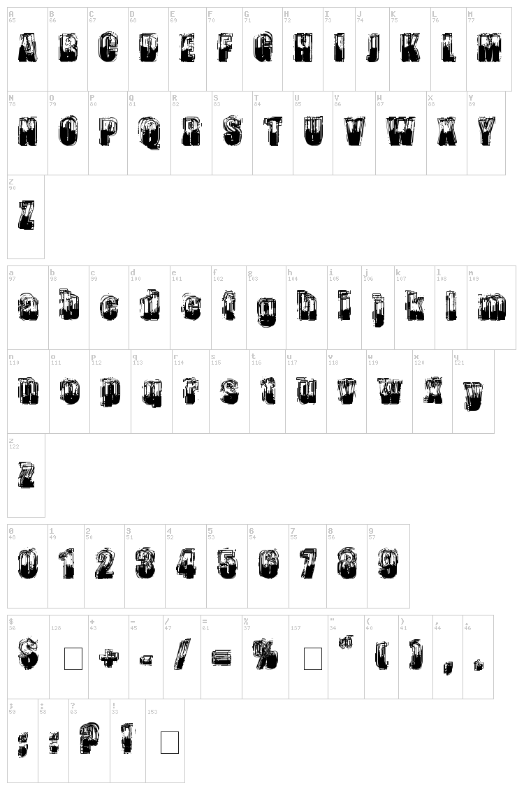 Trop Flou font map