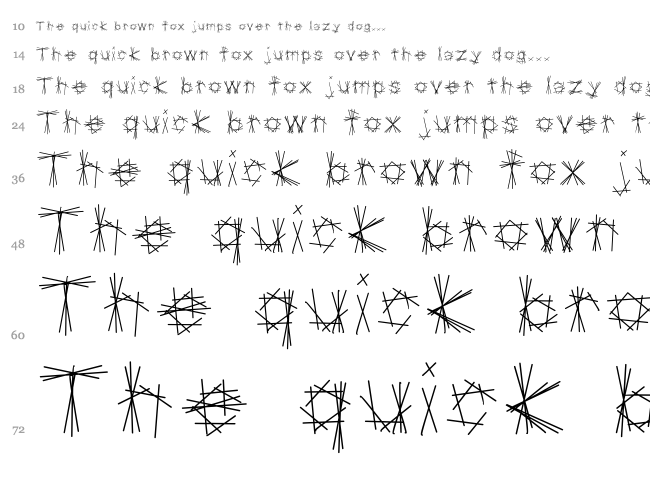 Tryptic font waterfall