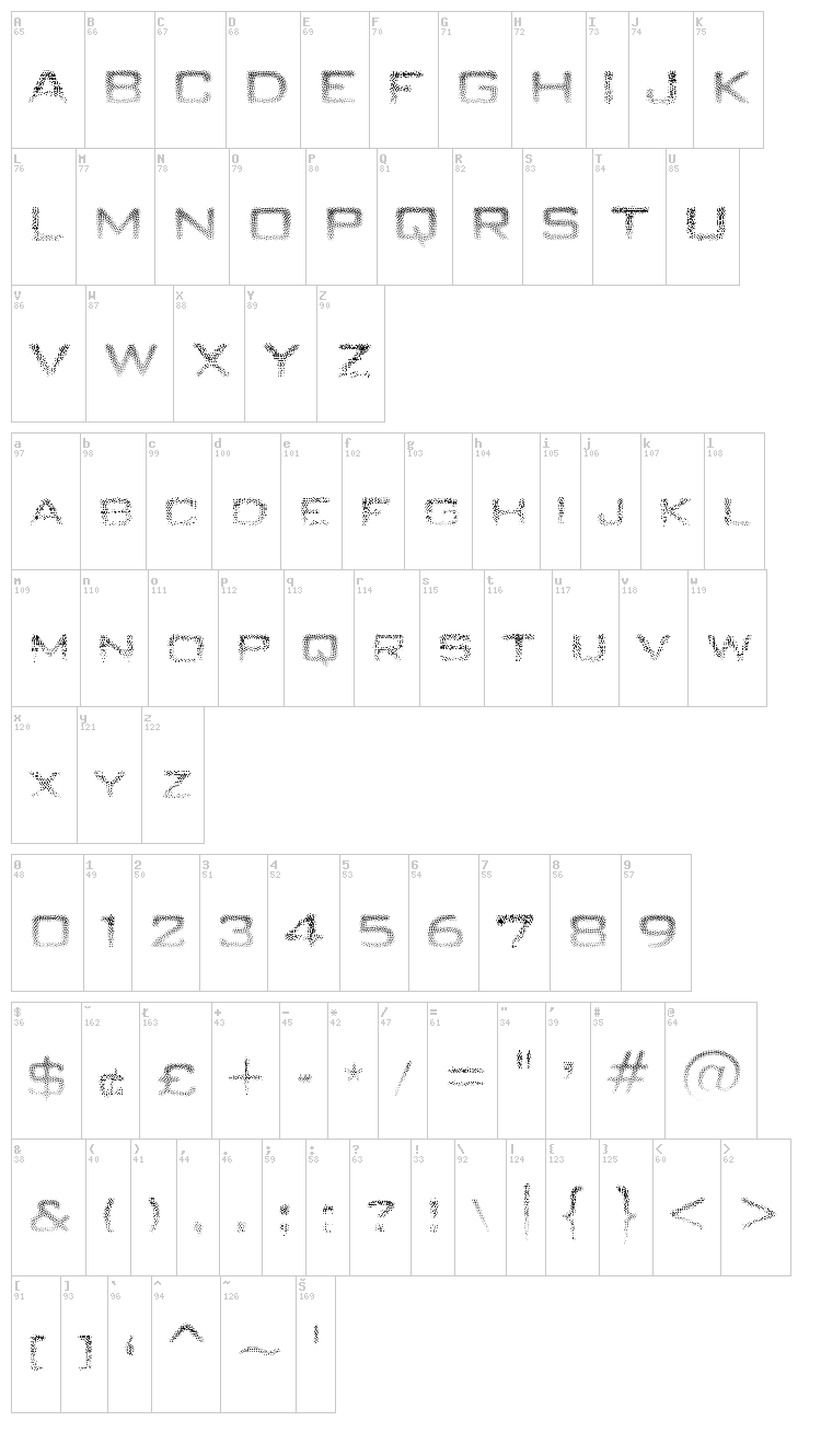 Unity Dances font map
