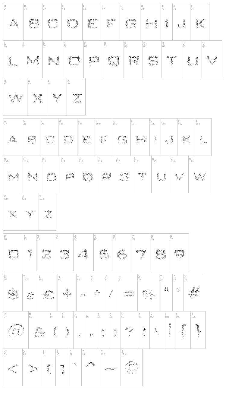 Unity Dances font map