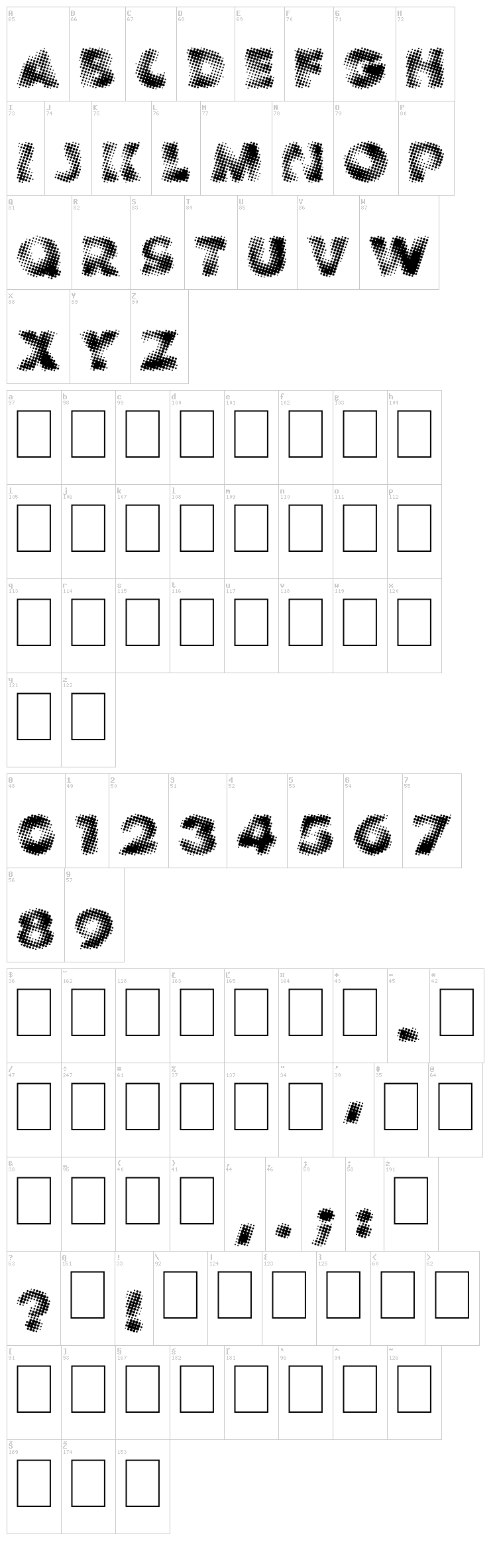 Vanished font map