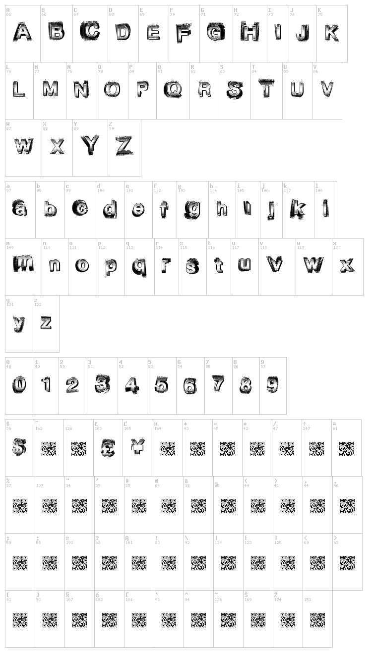 Vegas Nights font map