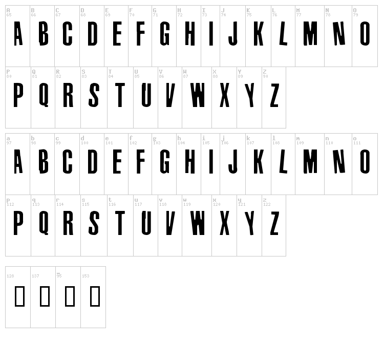 Vinyl Stickons font map