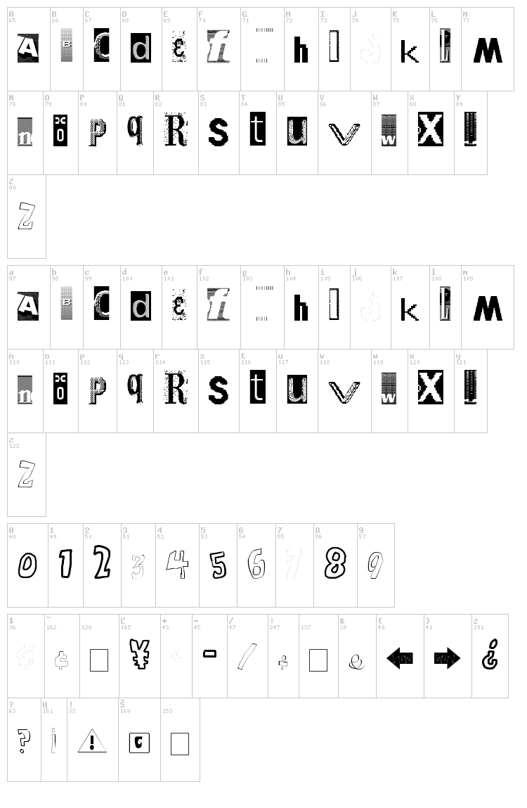 Windows Broken font map