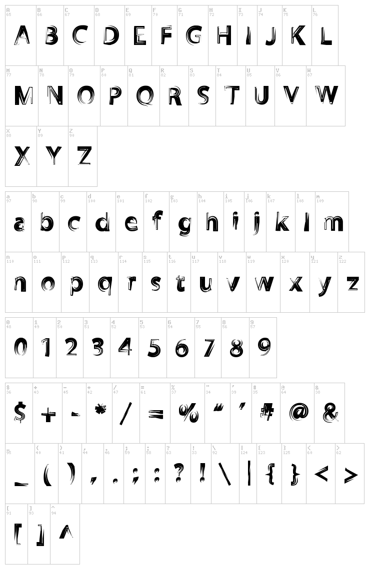 Zooky Zooky font map