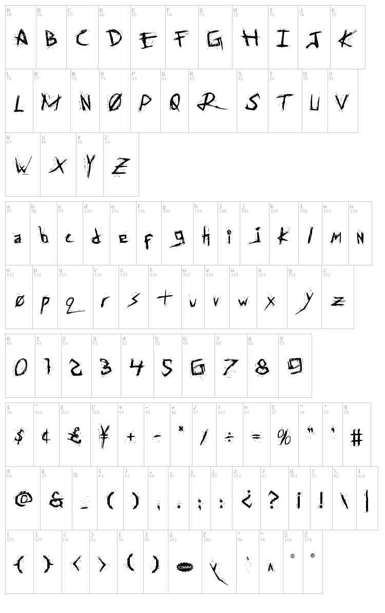 Assassin Nation font map