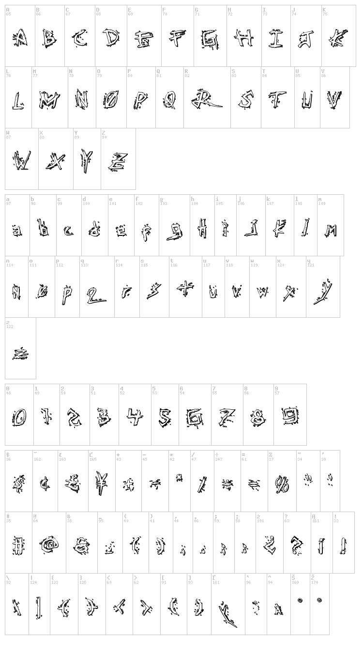 Assassin Nation font map
