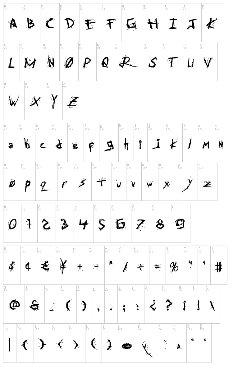Assassin Nation font map