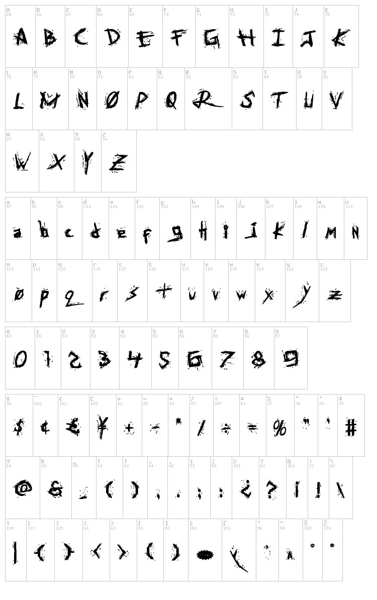 Assassin Nation font map