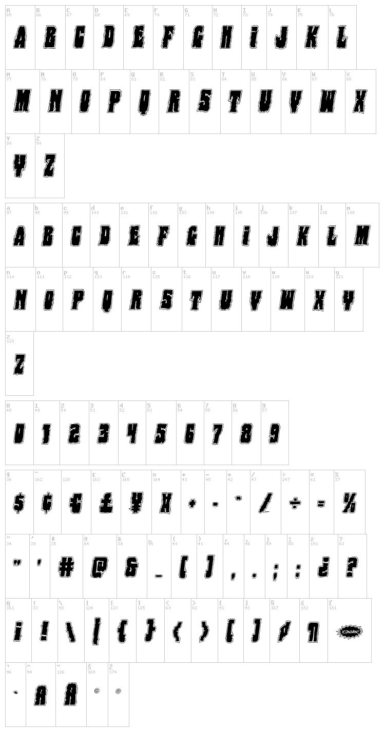 Bog Beast font map