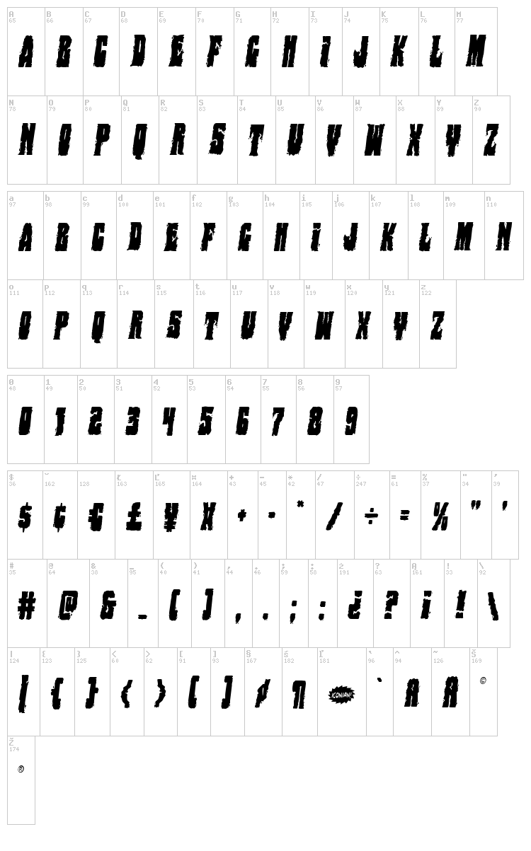 Bog Beast font map