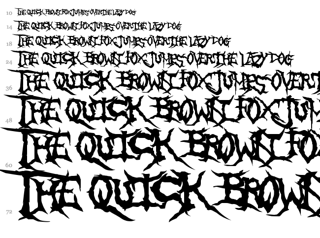 Brutal Tooth font waterfall