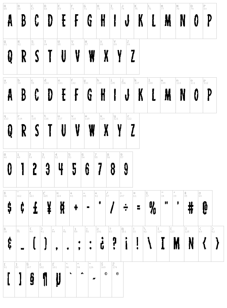 Carnival Corpse font map