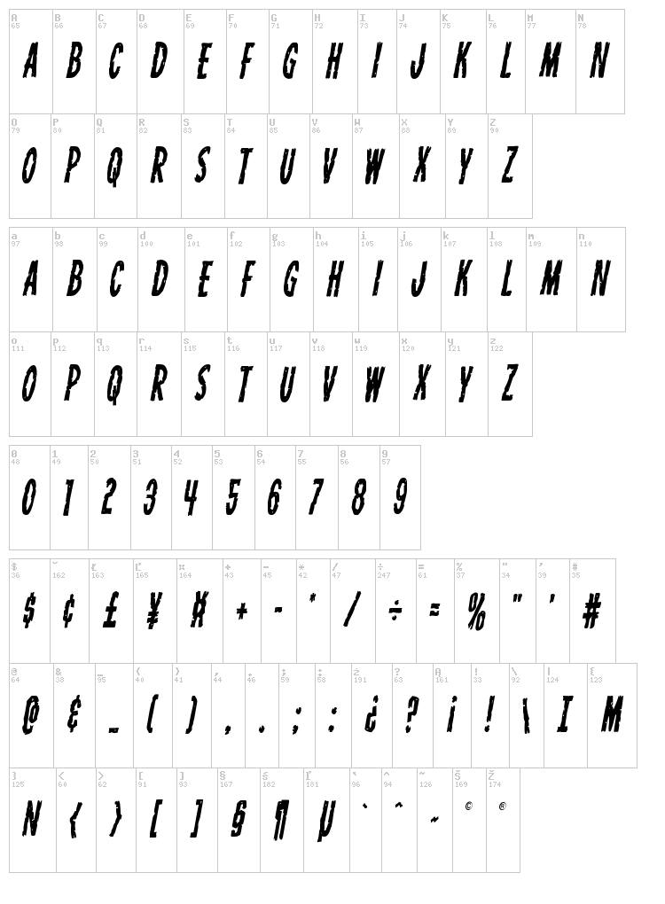 Carnival Corpse font map