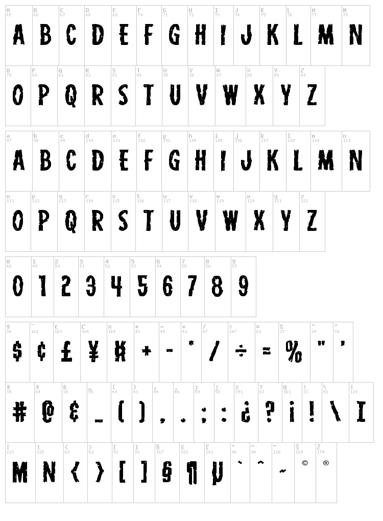 Carnival Corpse font map