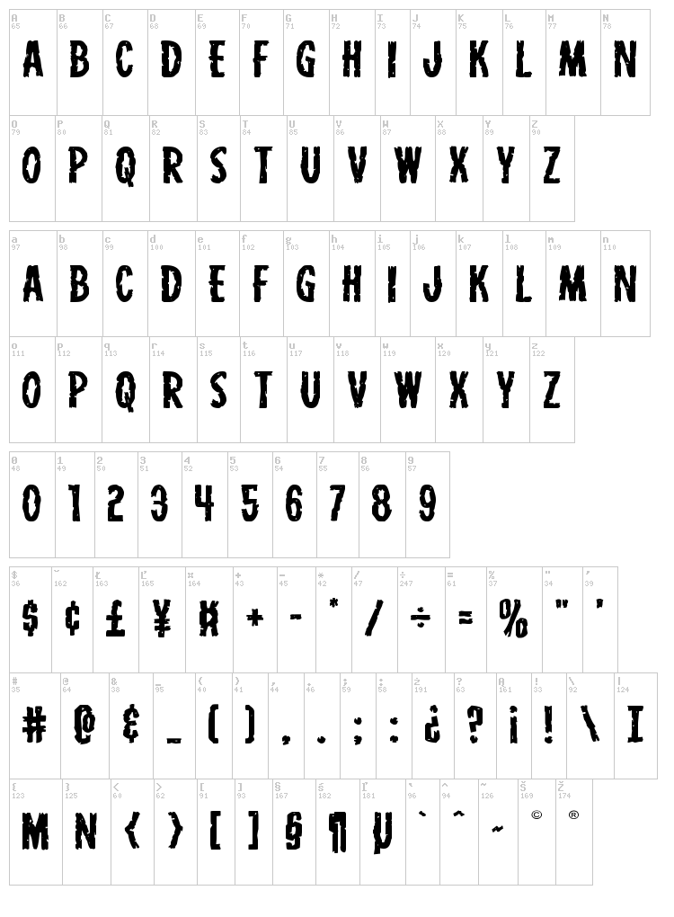 Carnival Corpse font map
