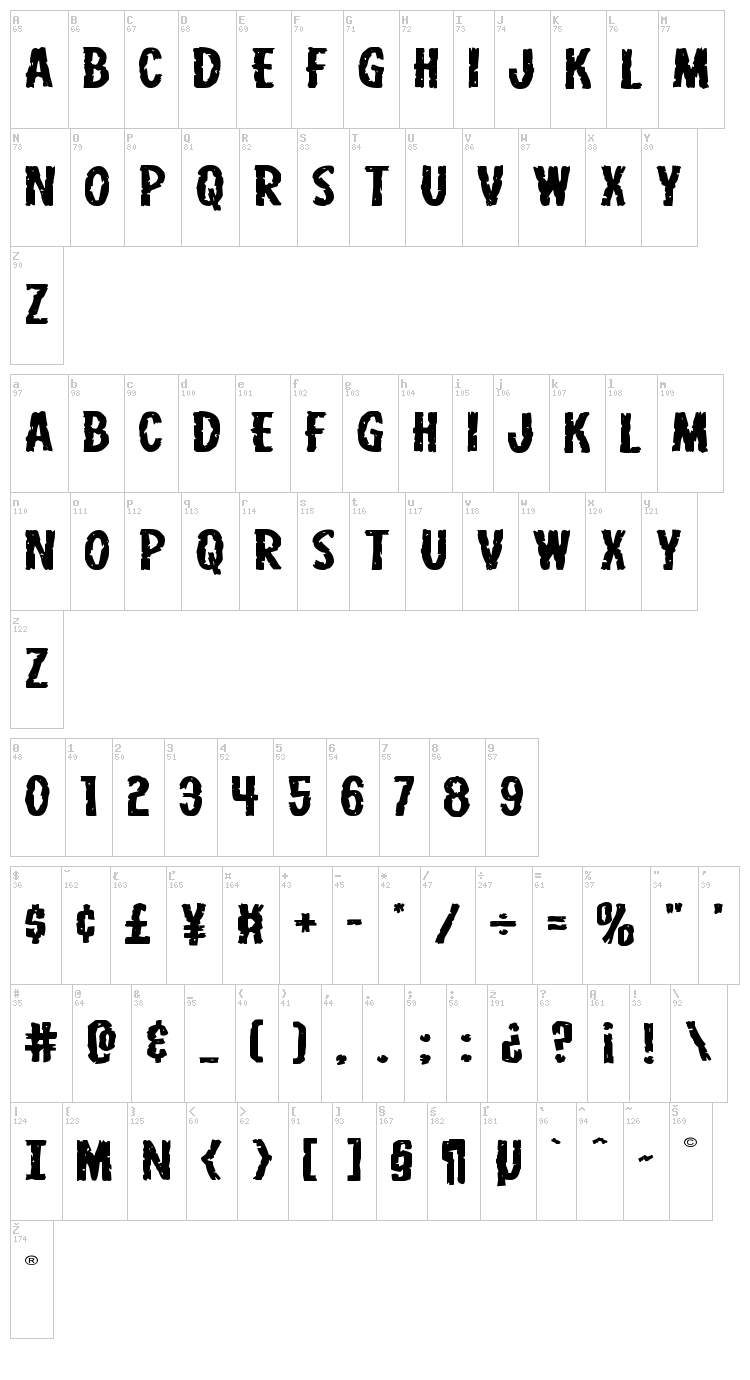 Carnival Corpse font map