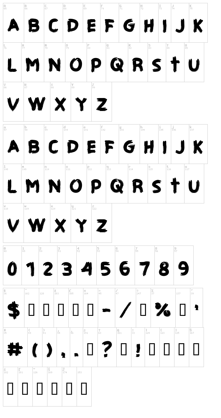 CF Haunted House font map