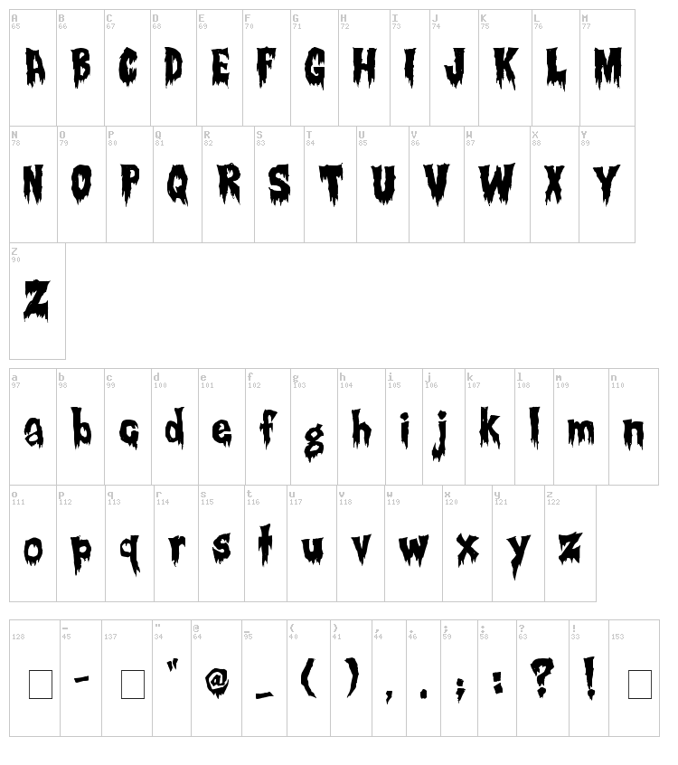 Creepsville font map