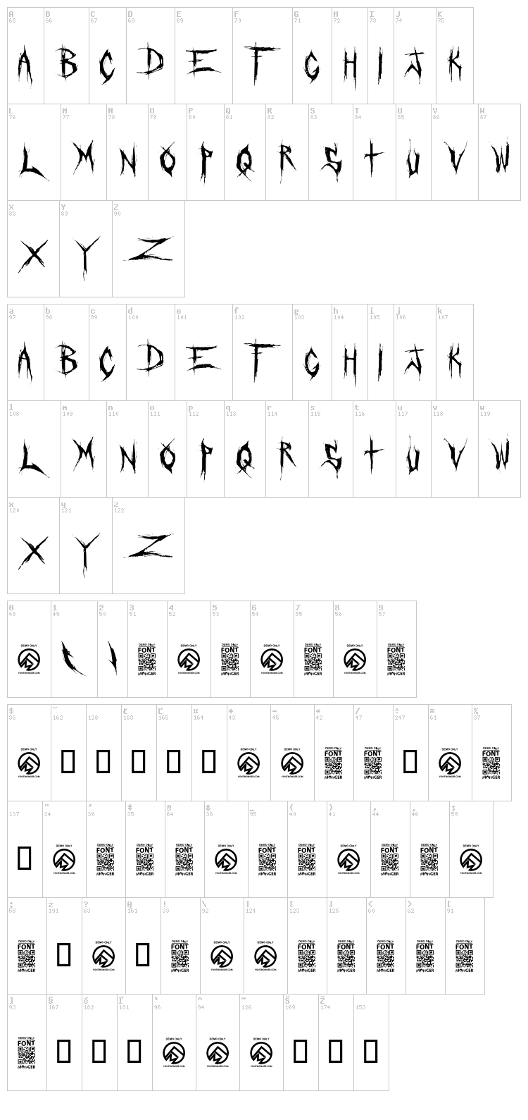 Crucifixion font map
