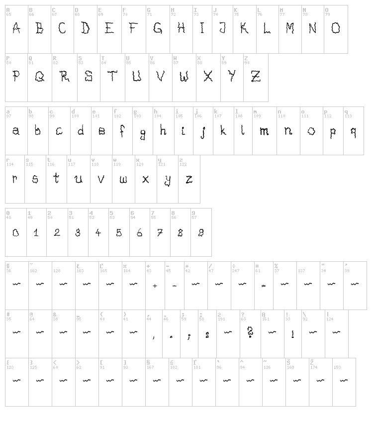 Drunken Horror Ghost font map